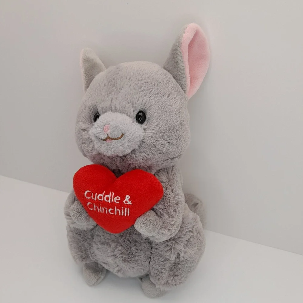 Aurora World Gray Chinchilla Plush Cuddle & Chinchill Red Heart Stuffed Animal